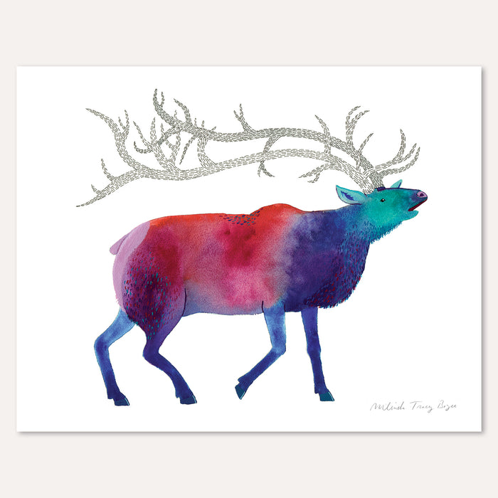 Aurora Elk Print