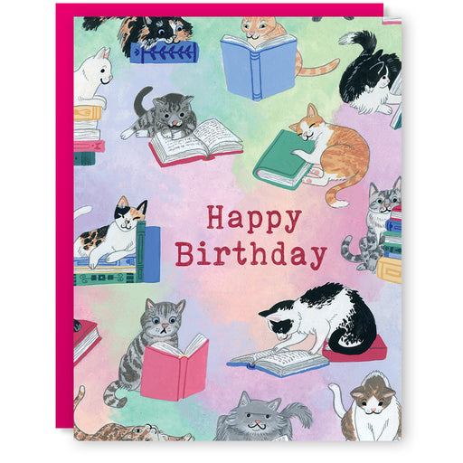 Birthday Card of Books and Cats