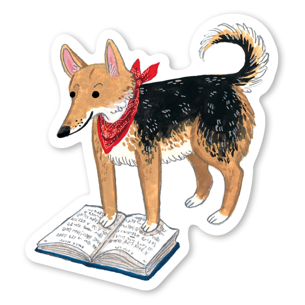 Book Dog Sticker by Party Mouse Studio
