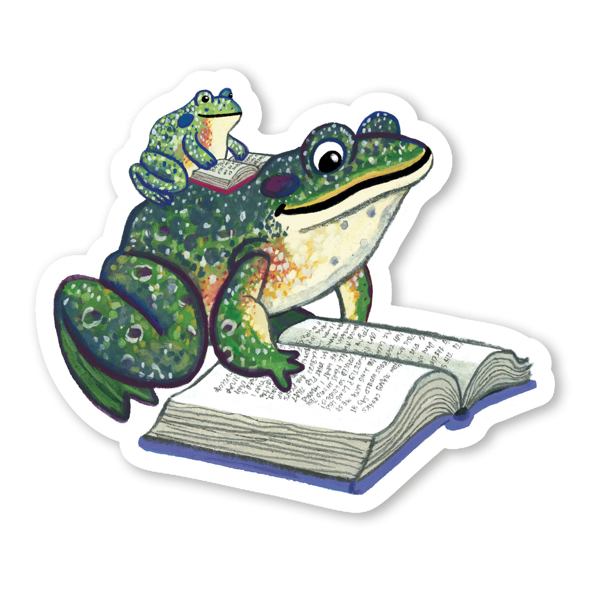 Book Frog Sticker — Party Mouse Studio