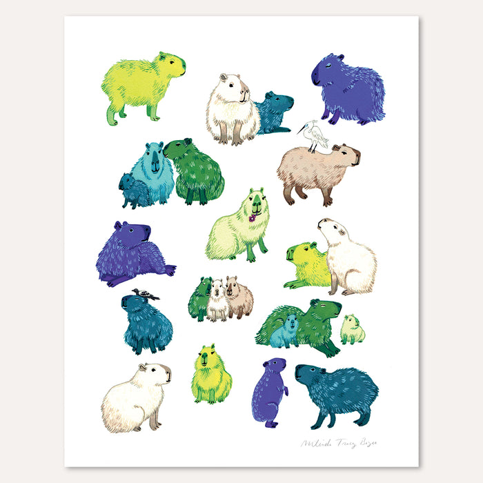 Capybara Crowd Print