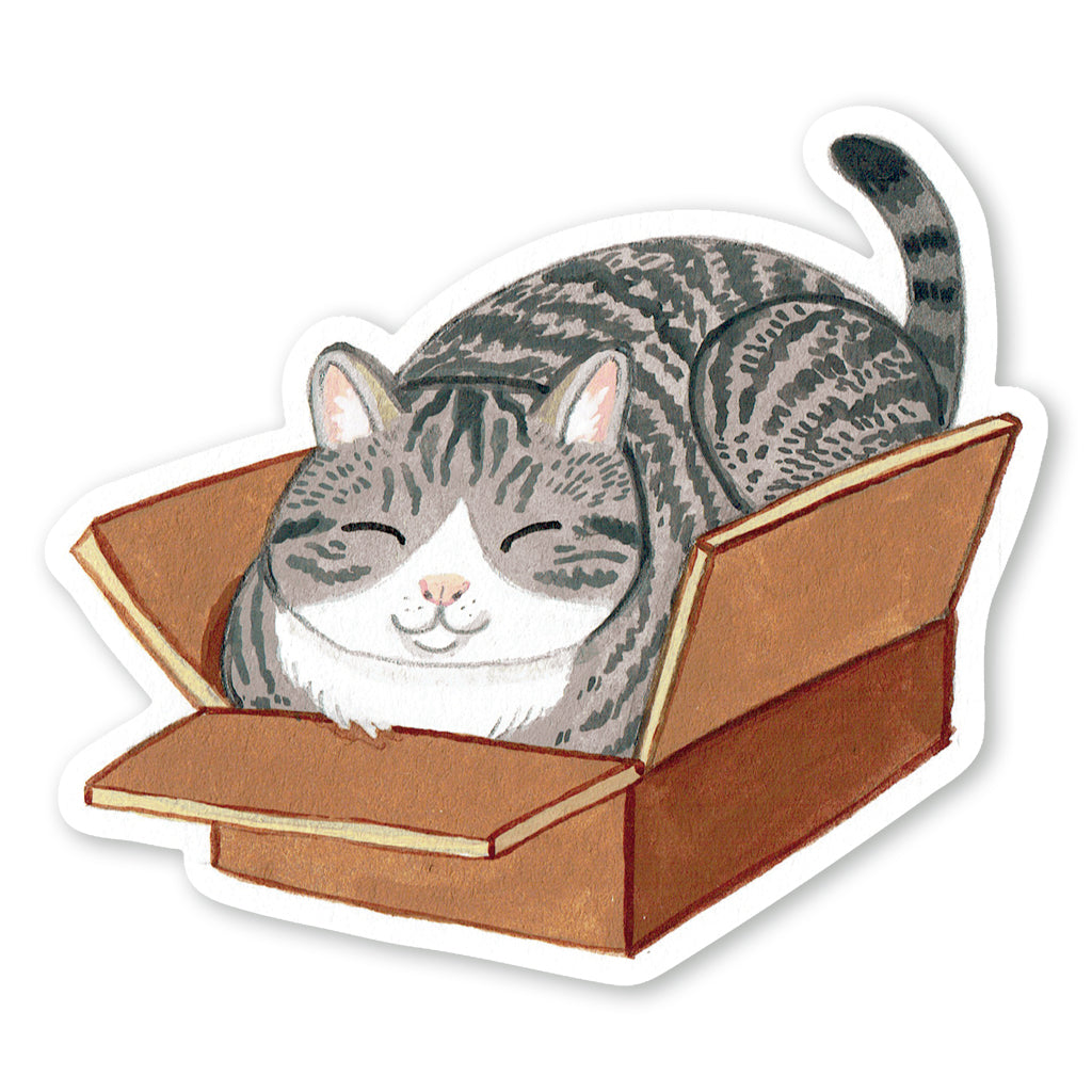 Box Cat Sticker by Party Mouse Studio