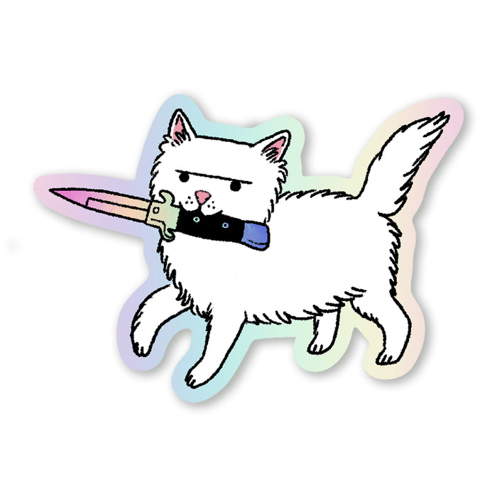Cat & Switchblade Sticker