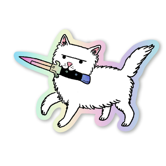 Cat & Switchblade Sticker