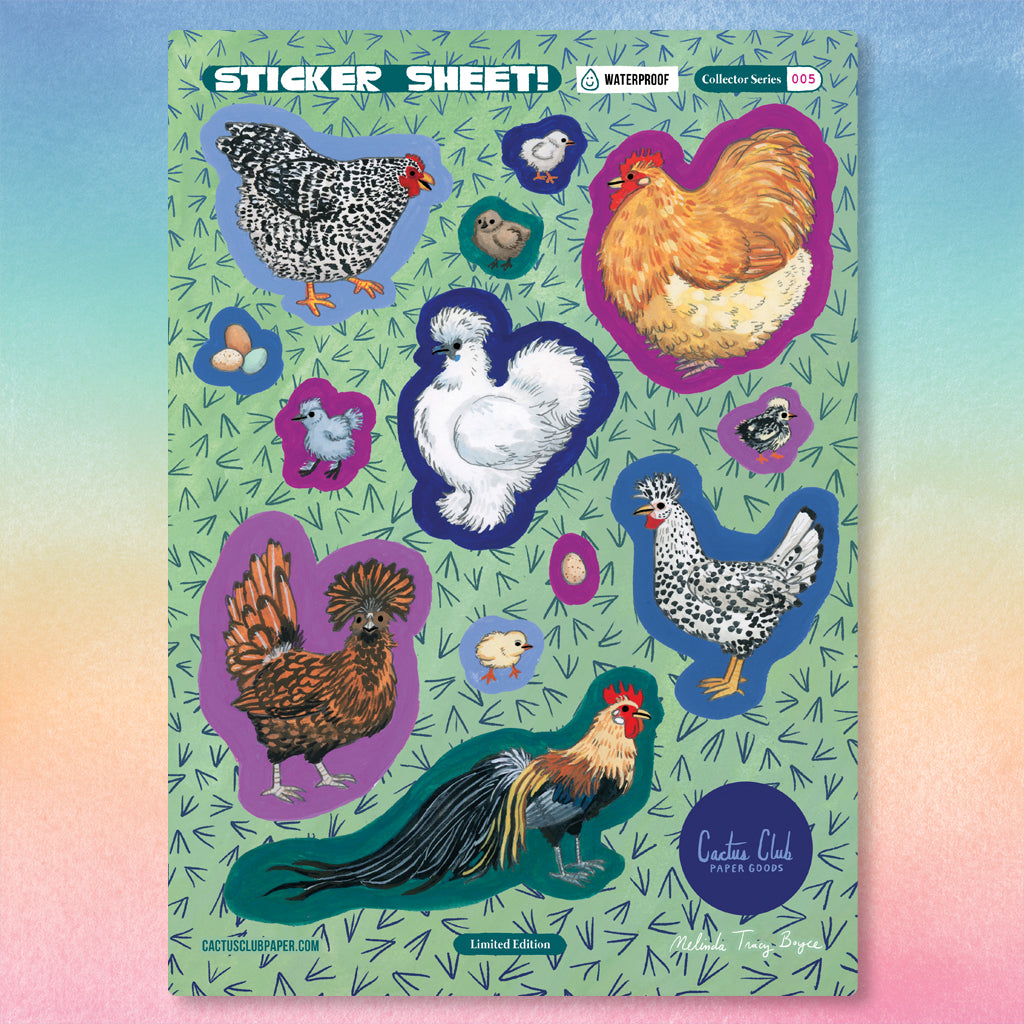 Chicken Sticker Sheets Chicken Varieties Sticker Sheet — Party Mouse Studio