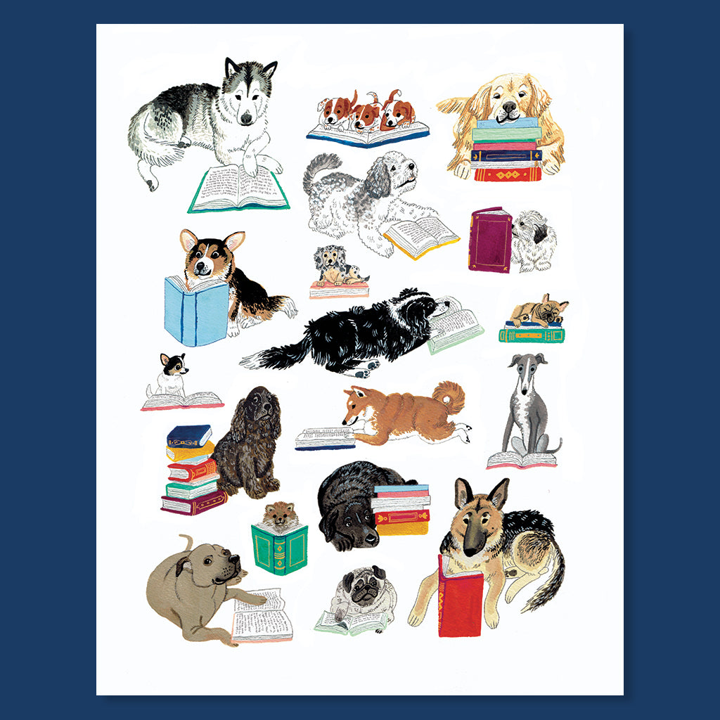 Books & Dogs Print (W) — Party Mouse Studio