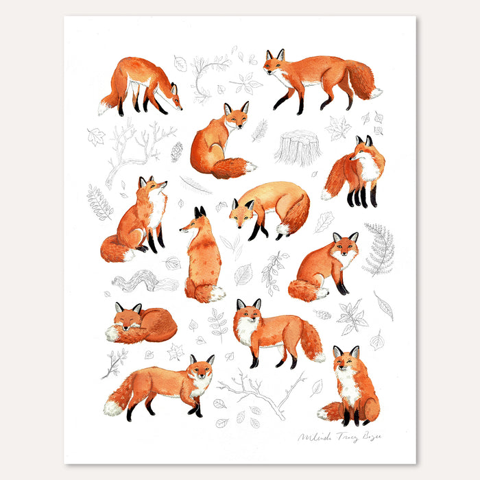 Foxes & Foliage Print