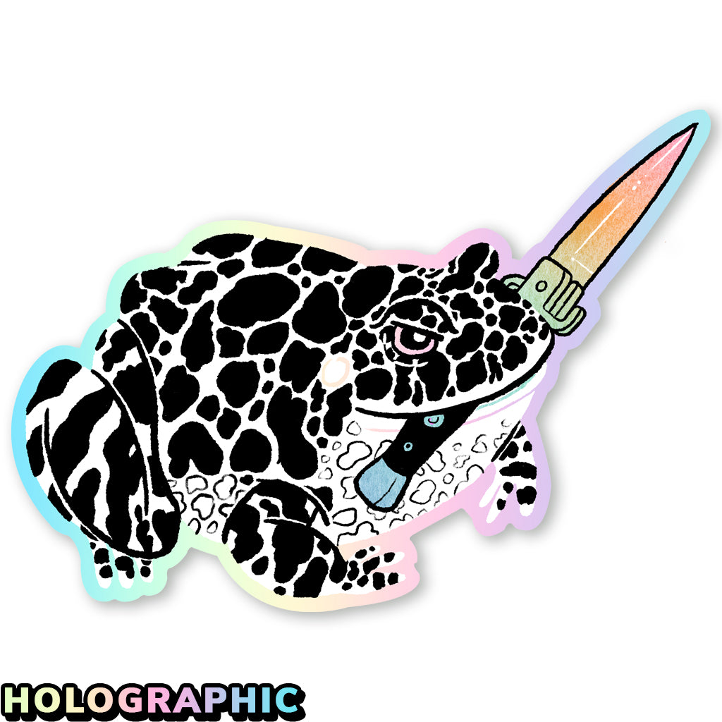 Frog & Switchblade Sticker by Party Mouse Studio