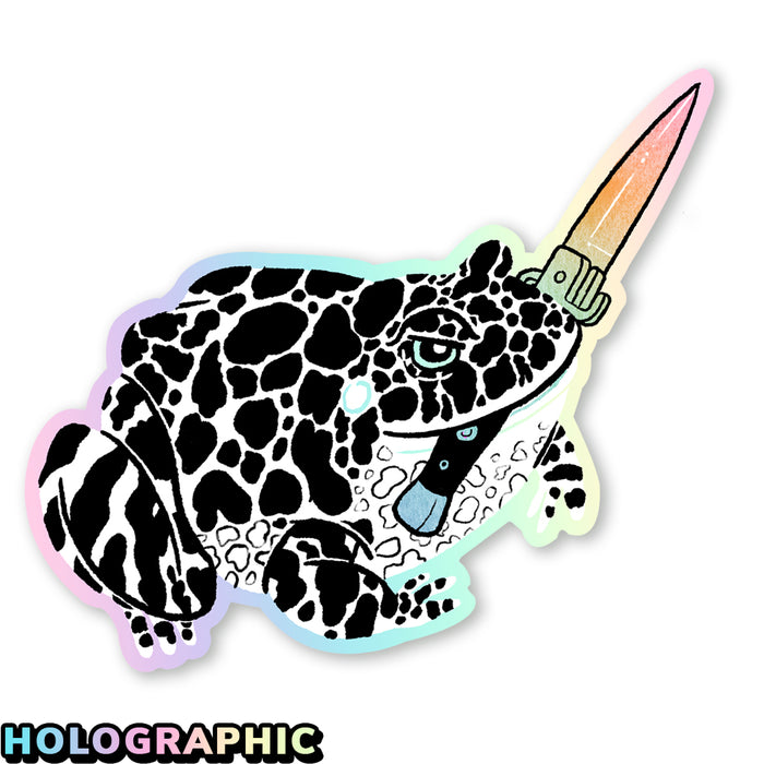 Frog & Switchblade Sticker by Party Mouse Studio