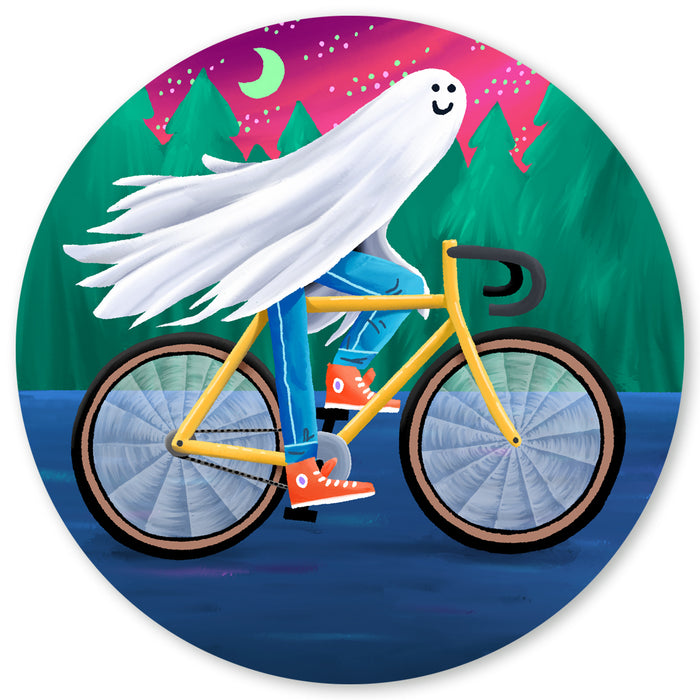 Ghost Performance Sticker Ghost Biker Sticker by Party Mouse Studio