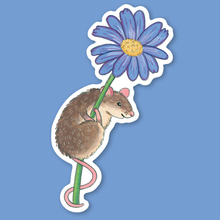 Mouse On Flower Sticker