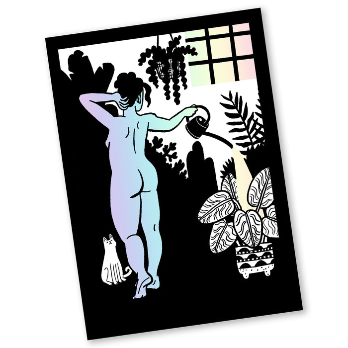 Naked Plant Lover Holographic Sticker