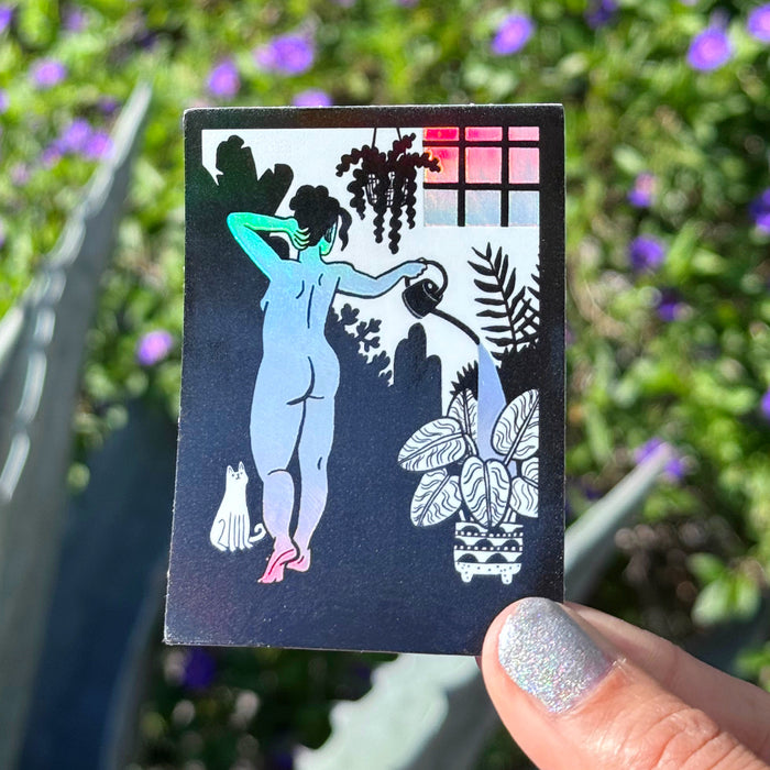 Naked Plant Lover Holographic Sticker