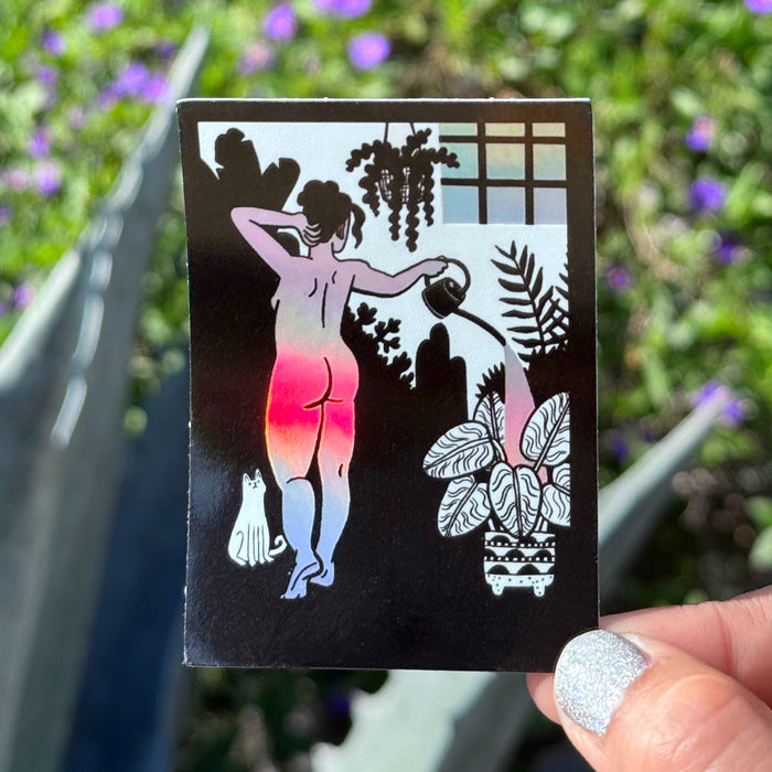 Naked Plant Lover Holographic Sticker