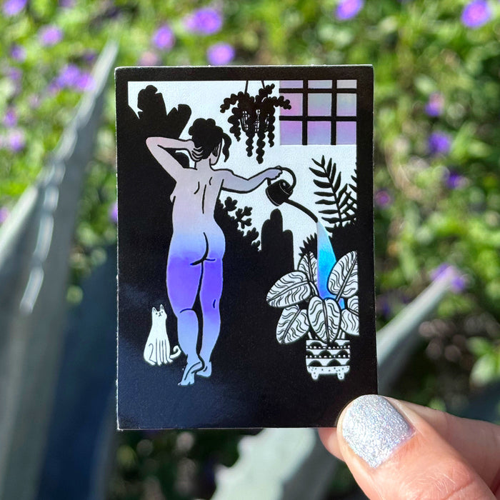 Naked Plant Lover Holographic Sticker