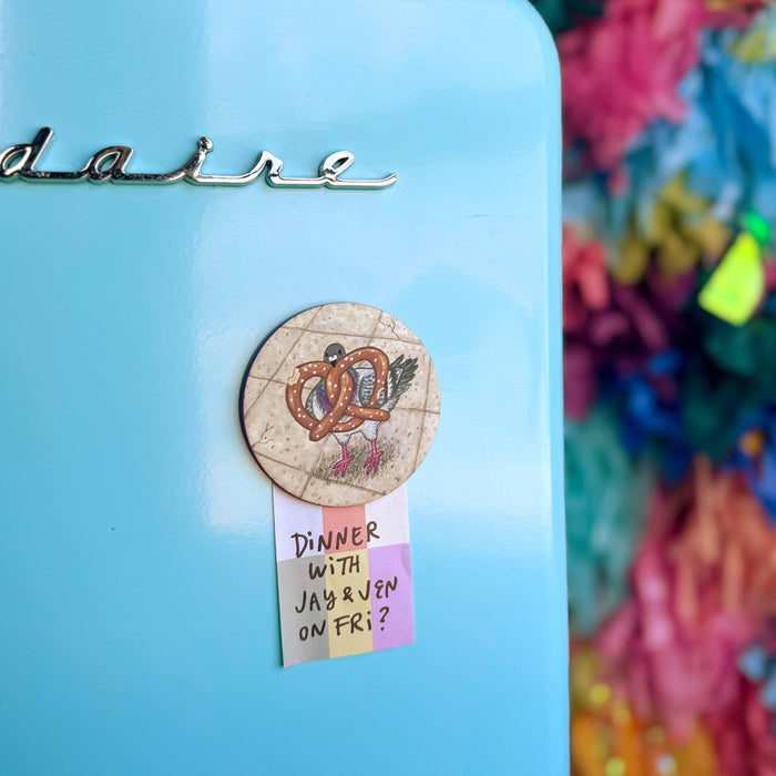 Pigeon & Pretzel Magnet