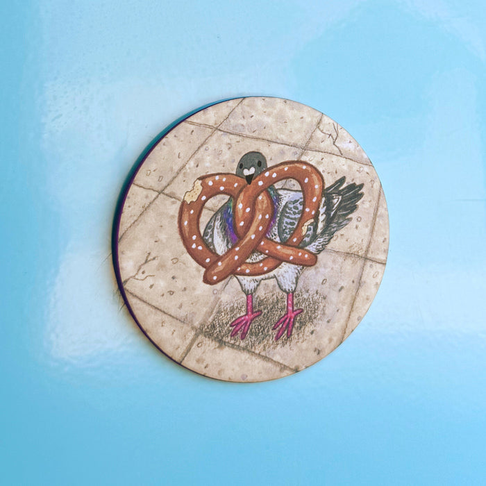 Pigeon & Pretzel Magnet