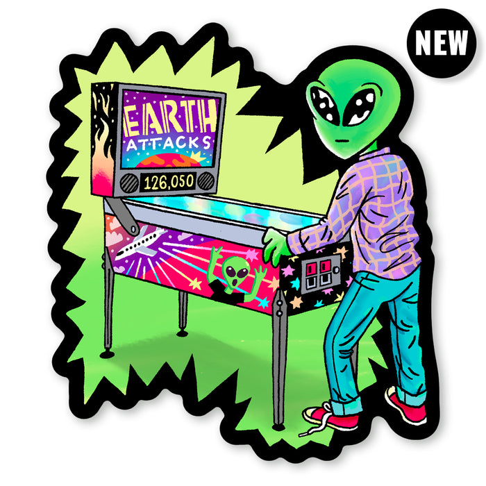 Pinball Alien Sticker
