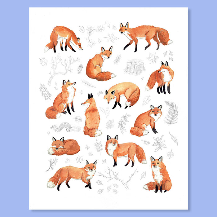 Foxes & Foliage Print