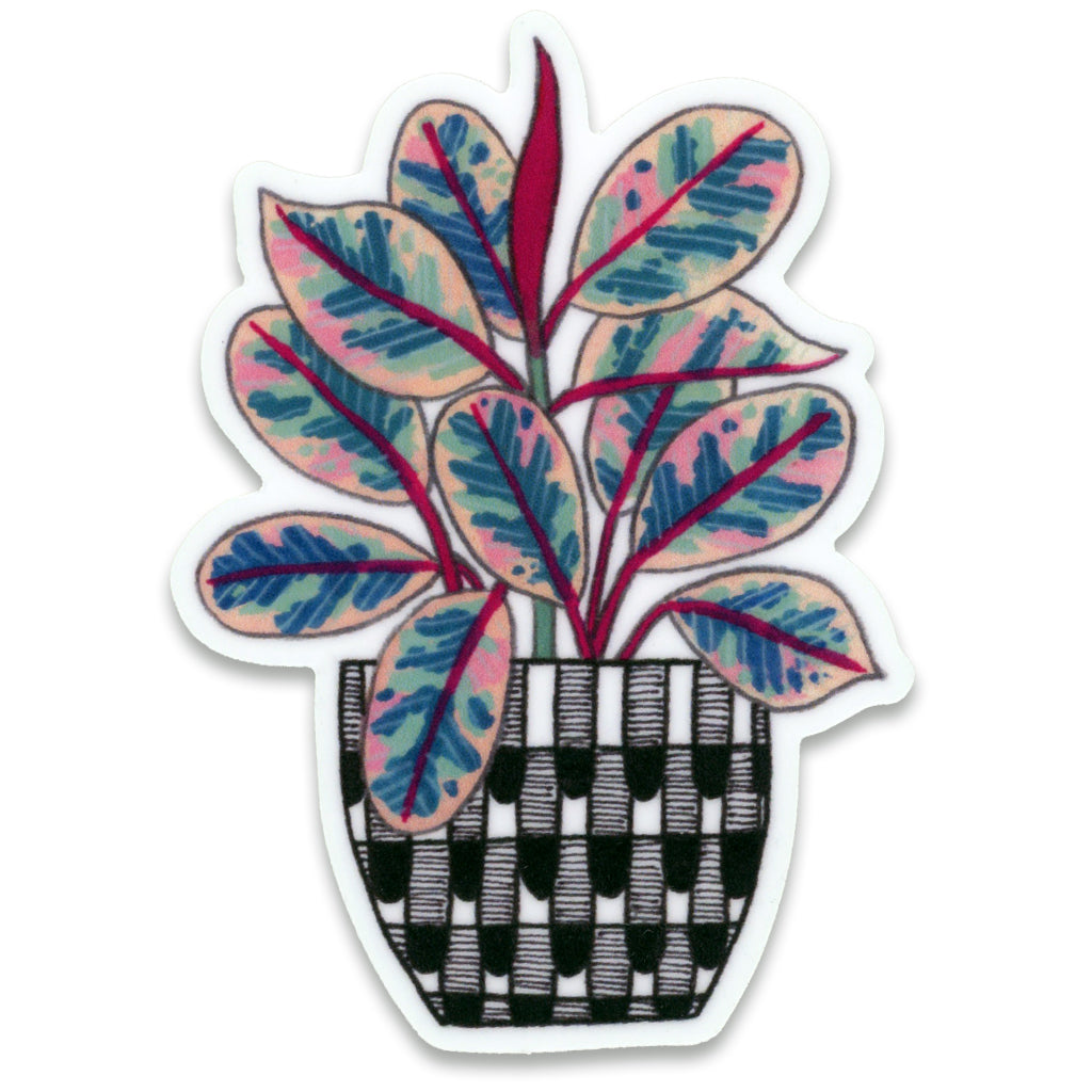 Rubber Plant Sticker by Party Mouse Studio